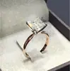 Explosões de Moda Europeia e Americana Transfronteiriças Anel de Diamante Ouro Rosa Quatro Garras Quadrado Zircônio Simples Anel de Casamento Feminino Joia Joker