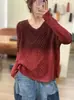 26 Suéter de Tricô Casual Solto Estilo Preguiçoso com Gola Redonda e Mangas Longas em Gradiente, Nova Coleção Primavera, que Emagrece e Cobre o Corpo, para Mulheres