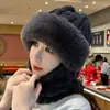 Esencial Cálido de Invierno para Mujer con Forro de Forro Polar, Engrosado para Ciclismo, Cortavientos, Protección para Orejas, Calentador de Cuello, Gorro Pulóver Cálido Integrado a Prueba de Frío