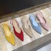 Zapatos de Noche de Estilo Francés de Punta para Mujer Nuevo Estilo con Falda Sandalias Amarillas Hada de Punta para Mujer Verano