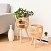 Maceta creativa tejida a mano, maceta nórdica, soporte para plantas estilo ins, soporte decorativo para macetas de interior, soporte de madera para plantas de balcón