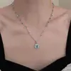 Colar de Água-Marinha Fresco Design de Nicho Feminino Corrente de Clavícula Levemente Luxuosa Estilo Ins Suave Versátil Colar para Férias na Praia