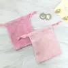 Bolsa de Almacenamiento de Franela a Cuadros con Cordón para Joyería y Cosméticos, Bolsa de Cordón Personalizada Certificada Ecológica