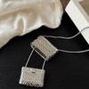 Collar Largo de Bolsa Tejida Usado para Mujer Versátil Diseño Otoño/Invierno Cadena para Suéter Nicho Único Accesorio Versátil