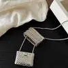 Bolsa de Tecido Medieval Longa Colar Feminino Versátil Outono Inverno Senso de Design Corrente de Lã Nicho Único Acessórios Versáteis