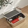 Bandeja de té de acero inoxidable con drenaje, Mesa de té pequeña para el hogar que drena agua, Juego de té Kung Fu, Bandeja de preparación en seco, Juego de doble capa