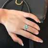 Anel Formato de Ovo de Pombo com Design Único e Elegante, Design de Nicho Gentil e Fashion, Sensação de Alto Padrão, Cor Azul Fresco