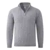 2026 Nuevo Suéter de Punto para Hombre de Invierno con Media Cremallera, Punto Trenzado Vintage, Cuello Alto, Ropa de Punto, Talla Grande, Camiseta Básica Casual