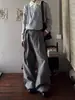 Conjunto de duas peças estilo marroquino Old Money para homens e mulheres, gola V, polo em imitação de cashmere, suéter atmosférico de tricô trançado para o outono