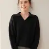 Nuevo Suéter de Cachemira para Mujer Otoño e Invierno con Cuello en V Jacquard de Tres Hilos Grueso Engrosado Suéter Base de Punto de Cachemira para Mujer