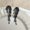Brincos de franja com strass preto de alta qualidade e luxo leve para Mulheres Novo popular nicho design de alta qualidade brincos únicos para mulheres