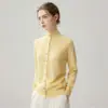 Cárdigan de Cachemir 2026 Otoño/Invierno Nuevo Estilo para Mujer Cuello Semi Alto Abotonado Sencillo Capa Base Estilo Dulce Holgado Adelgazante Prendas de Abrigo