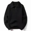 Suéter con solapa y cremallera para hombre, estilo coreano 2023 primavera y otoño, moderno, holgado, color liso, cuello alto, suéter abrigo