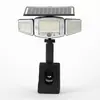 ¡Guau, luz de jardín personalizada de tres cabezales alimentada por energía solar con control remoto, luz impermeable de alto brillo para patio exterior con sensor de movimiento