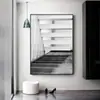 Pintura Decorativa de Estudio Minimalista Moderna en Blanco y Negro Gris Visualmente Atractiva Arte de Pared Extensión de Espacio para Escaleras Mural de Espacio