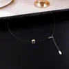 Collar de Cubos de Azúcar de Colores Bañado en Oro Real Estilo Coreano de Moda Elegante Versátil Cadena para Clavícula Diseño Personalizado Collar Sencillo para Mujeres