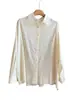 Camisa de Algodón Puro para Mujer con Textura Acanalada Otoño Temprano 2026, Corte Holgado, Versátil para el Trabajo, Top de Manga Larga 100% Algodón 7585 Siyuan