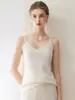 Chaleco de punto sin mangas con cuello en V 100% cachemira, estilo minimalista para mujer, top tipo camisola versátil, nueva capa base