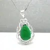 Colar Retrô com Inlay de Calcedônia para Mulheres, Pingente de Estilo Nacional, Gota d'Água, Pingente de Esmeralda de Alta Qualidade, Personalização no Atacado