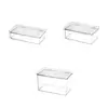 Caja de almacenamiento acrílica con tapa para escritorio, organizador transparente para escritorio, cosméticos y accesorios, caja de plástico a prueba de polvo conveniente