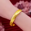 Pulsera de Oro Versátil Tradicional con el Carácter 'Felicidad' para Mujer, Elegante Pulsera de Estilo Abierto, Regalo para Mamá, Joyería