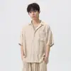 Camisa de Manga Corta con Cuello Cubano Nuevo Estilo 2026 Verano para Hombre Corte Holgado de Alta Gama Seda de Hielo Delgada