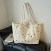 Bolsa Tote de Lunares de Colores para Mujer, Bolsa de Lona de Gran Capacidad, Estilo Coreano, Casual y Artística, Sencilla, Adecuada para la Escuela y el Trabajo, Bolso de Hombro