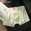 Ropa Interior Masculina Fina Sin Costuras de Seda de Hielo Piel de Leche Tacto Desnudo Pantalones Cortos para Hombre Color Sólido Transpirable Alta Elasticidad Calzoncillos tipo bóxer Hombre
