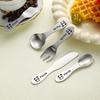 Acero Inoxidable 304 Cuchara de Postre Panda Tenedor de Postre Suplemento Alimenticio para Bebés Cuchara para Comer Solo Linda y Creativa