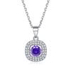 Pingente de Pedra Zircônia Diamante Prata de Lei 925 Colar Quadrado Design de Nicho Feminino Corrente Clavícula Redonda Prata Luxo Leve