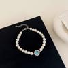 Pulsera de Perlas Ojo de Gato Azul para Mujer Diseño Nicho de Alta Gama Retro Personalidad Simple Combinable Elegante