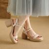 Sandálias Plataforma com Salto Plataforma Sandália Aberta Feminina 2024 Novo Verão Sapatos Femininos com Salto Grosso Baixo Salto Alto