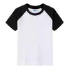 Camiseta Infantil de Verão com Gola Redonda 100% Algodão Manga Curta Uniforme de Classe Personalizado para Meninos e Meninas, Mesmo Estilo Raglan Caimento Solto Camiseta Color-Blocking