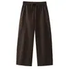 [Especial] Más de 100 kg Talla Grande Otoño Nuevo Sencillo Favorecedor de Figura Cintura Alta Pantalones Globo Casual de Pierna Ancha Largos 1045