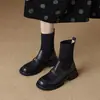 Botines de punto para mujer con puntera redonda y estampado de camelia, colección otoño/invierno 2024, cómodos con tacón medio grueso