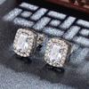 Pendientes Cuadrados de Diamante Chapados en Oro Rosa de Platino Venta Caliente Transfronteriza Pendientes Rectangulares de Moda Ol Personalizados