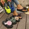 Chanclas Planas para Mujer con Diseño de Flor, Talla Grande, Unisex Verano Nuevo Estilo Sandalias de Pareja