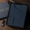 Cachemira 2024 Nuevo Otoño e Invierno para Hombre Holgado Cálido Cuello Redondo Color Sólido Jersey de Punto