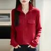 Cárdigan de Punto Minimalista con Cuello Alto y Media Cremallera para Mujer con Bolsillos, Prenda Exterior Adelgazante de Manga Larga