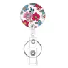 Porta-Crachá Retrátil de Puxar Fácil para Escritório, Identificação Médica, Design de Flores, Crachá Retrátil de Estudante, Design de Folha Nova