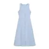Vestido Casual sin Mangas de Color Sólido Adelgazante con Botones Decorados, Nuevo de Moda Verano 2026 Estilo Europeo y Americano para Mujer