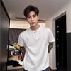 Camiseta de Verano para Hombre de Manga Corta, Waffled en los Hombros, Versátil y a la Moda, Camiseta Base Gris Claro, Camisa Polo Casual Americana