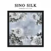 Lenço de Seda com Estampa de Peônia e Borda Enrolada Feito Sob Medida, Lenço de Cabeça de Poliéster Estilo Chinês Novo Feito Sob Medida, Lenço Quadrado de Chiffon Estilo Tinta Feito Sob Medida