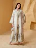 Sw1004 Bata Larga Transfronteriza Vestido con Estampado de Leopardo con Pedrería y Cuentas para Mujeres Abayas