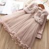 Vestido de forro polar para niña Invierno Nuevo Manga Larga Hilo Vestido de Princesa Niña Pequeña Estilo Versátil Vestido de Felpa Imitación de Visón
