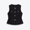 Roupas Europeias e Americanas Transfronteiriças Za Outono e Inverno Elegante Gola Redonda Top Colete com Cinto para Intervalo