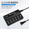 Suministro Exclusivo Transfronterizo de Cargador USB Múltiple de 12 Puertos, Enchufe USB Inteligente de 5V2A para Teléfono Móvil, Estación de Carga de Escritorio para el Hogar