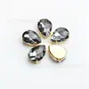 Taladro de vidrio de alta calidad con forma de gota de agua y base puntiaguda, con diamantes de imitación dorados, para coser a mano, para ropa, zapatos, bolsos y accesorios de joyería.
