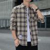 Camisa Masculina Xadrez Solta de Inverno Jaqueta de Outono Camisa de Flanela de Manga Longa para Estudante Roupa Masculina Casual Espessada com Forro de Lã