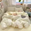 2026 Nuevo Modelo Juego de Cama Estampado de Gasa de Doble Capa tipo Nube de Cuatro Piezas, Funda Nórdica, Juego de Sábanas de Tres Piezas